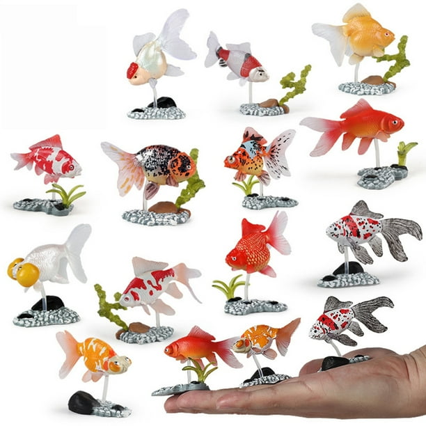 Juego de figuras de peces de colores artificiales pez dorado realista con soporte juguetes de peces de plastico para ninos 6 uds. Walmart en linea