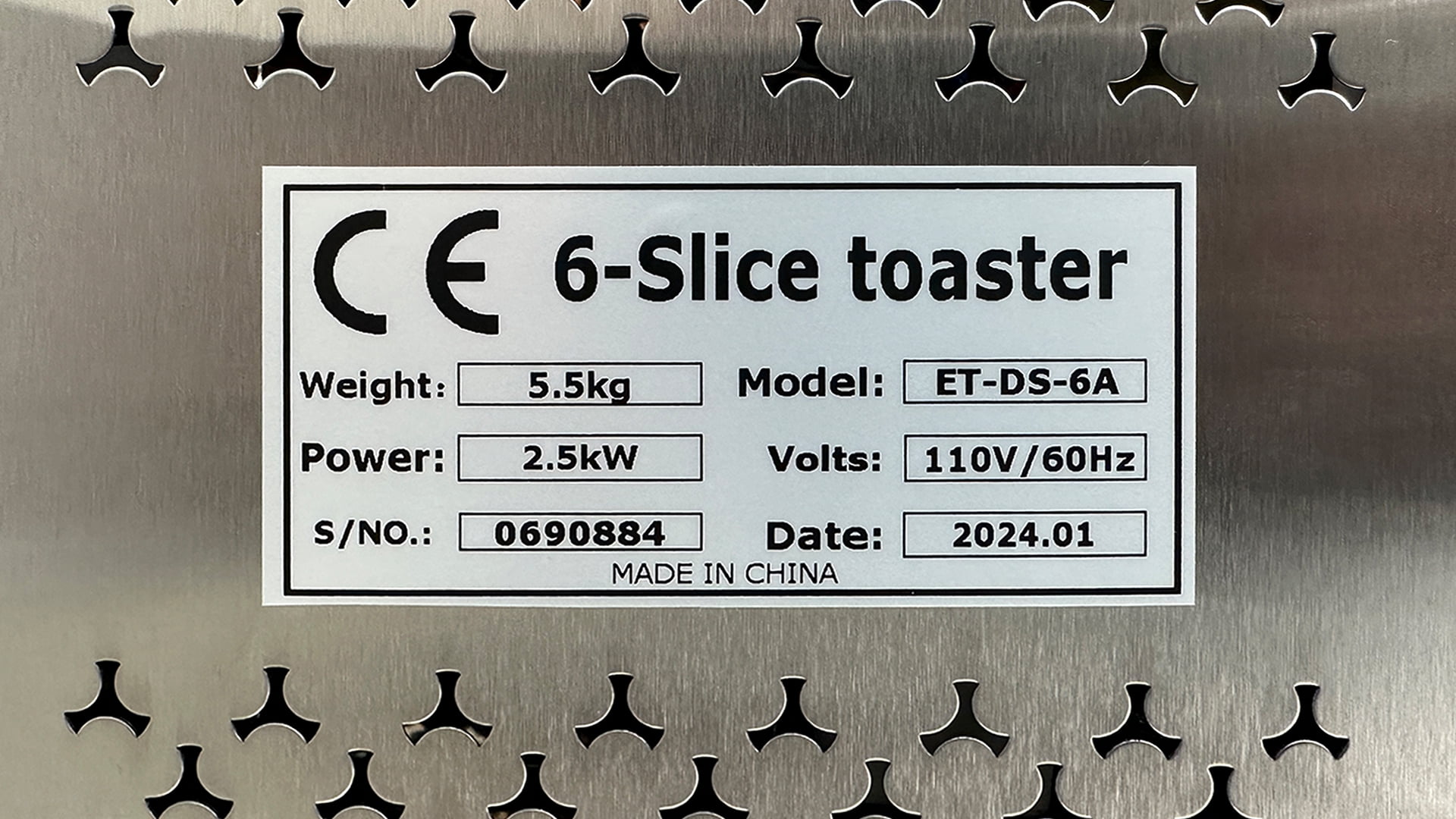 2500W 6-Slice Commercial Toaster, 110V Heavy Duty Toaster Oven CE Approved
