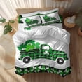 thumbnail image 2 of St. Patrick's Day Twin Size Comforter Set, Simple Green Plaid Truck Shamrocks Green Plaid Bedding for All Seasons, 4 Pcs Bed Set, 1 Quiltcover (68"x86") ,1Sheet(67"x116"), 2Pillowcases (30"x20"), 2 of 11