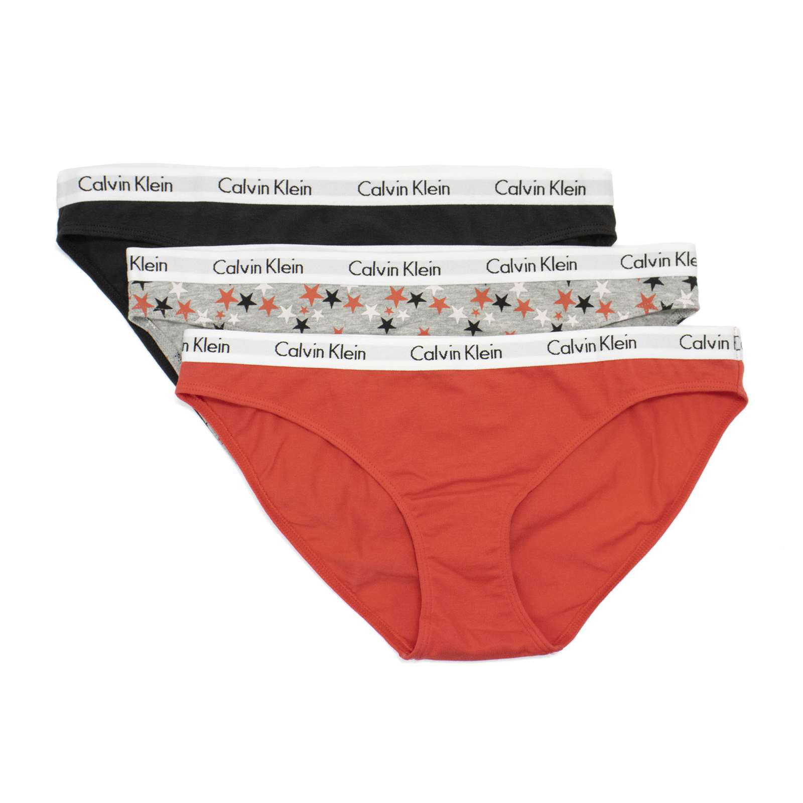 Calvin Klein Underwear Carousel 3 Pack Thong in Feeder Stripe Pale Orchid,  Snow Heather, & Black