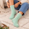 thumbnail image 7 of MKOSPLRT Soft Flannel Fleece Winter Floor Socks for Women Mint Green Thick Warm Mid‑Calf Sleeping Socks Comfortable Fluffy House Socks Home Casual Daily Wearing, 7 of 7