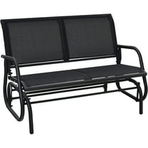 PetFurnishn Swing Glider Chair 48 Inch with Spacious Space, 2 People Swing Lounge Glider Chair Cozy Patio Bench Outdoor & Indoor for Patio, Backyard, Poolside, Lawn Steel Garden Loveseat (Black)