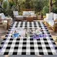 thumbnail image 2 of Easter Outdoor Rug 4x6 Ft - Reversible Patio Rug Outdoor Camping Rugs, Spring Bunny Botanical Blooms Flowers Black Plaid Indoor Outdoor Area Rugs, Non-Slip Outdoor Carpet Runner for Deck/Porch, 2 of 8