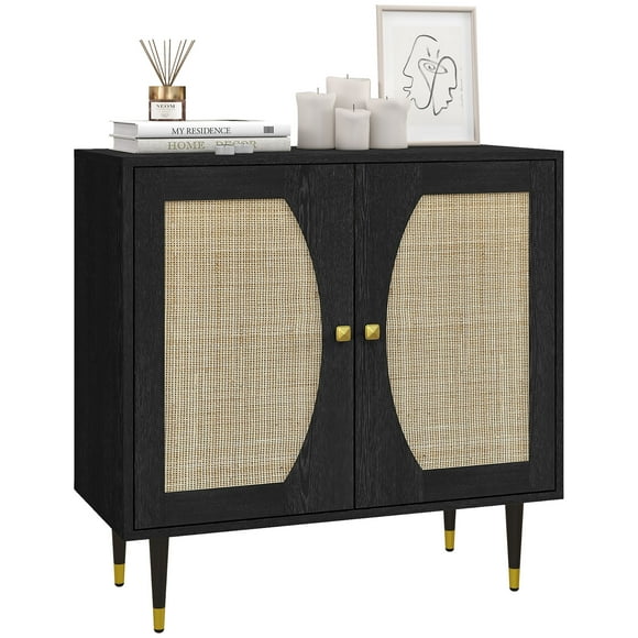HOMCOM Buffet Bohème, Armoire Buffet avec Tablette Réglable, Noir