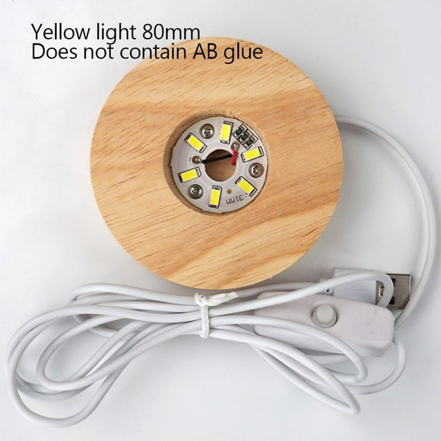 MesaSe Light Base Ball Wood Light Holder Decoration Lamp Storage Tray Yellow Light 80mm Light Base