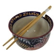 thumbnail image 4 of Ebros Pack Of 2 Leaves & Flowers Ramen Noodles Soup Bowl W/ Bamboo Chopsticks, 4 of 6