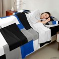 thumbnail image 4 of Castle Fairy Retro Offset Square Block Bed Sheets 4-Piece,Minimalist Mosaic Full Size Sheets,Royal Gray Black,1 Flat Sheet, 1 Fitted Sheet and 2 Pillowcases, 4 of 7
