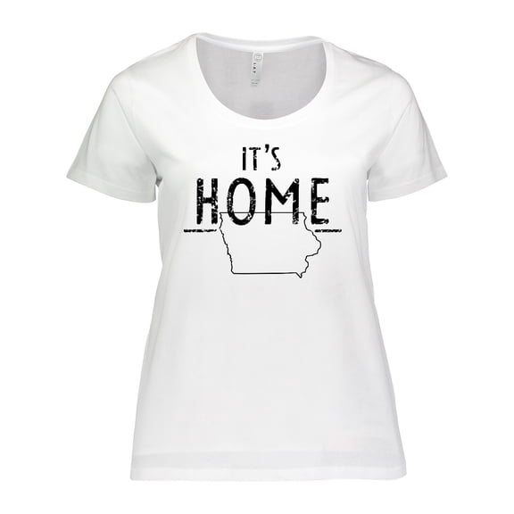 Inktastic It's Home- State of Iowa Outline Distressed Text Women's Plus Size T-Shirt