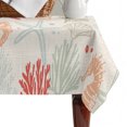 thumbnail image 4 of Red Orange Coastal Table Cloth Waterproof Tablecloths, Summer Beach Starfish Coral Nautical Rustic Tablecloth Dining Table Cover for Kitchen Party Tabletop Outdoor, Rectangle Tablecloth 52x70 Inch, 4 of 9
