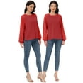 thumbnail image 5 of Women's Casual Sequin Ballon Long Sleeve Blouse Loose Round Neck Matching Top Party, 5 of 7