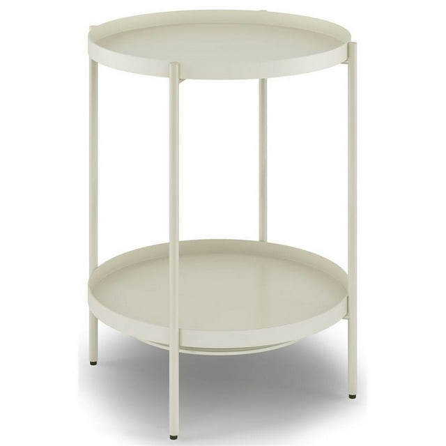 Simpli Home Monet Industrial 17 " Metal Metal End Table in Cream