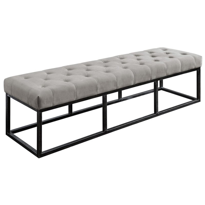 Natural Greige Tufted Upholstered Bedroom Bench in Pearl Gray - Walmart.com - Walmart.com