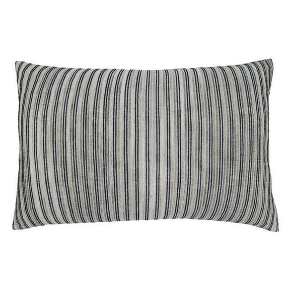 SARO 837.BW1624BP 16 x 24 in. Oblong Black & White Corded Line Design Throw Pillow with Poly Filling
