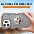 thumbnail image 5 of ELEHOLD for iPhone 16 Case, Cute Curly Wavy Shape Magnetic Small Mirror Ring Stand Women Girls Shockproof Protection Case with Strap for iPhone 16,Black, 5 of 12
