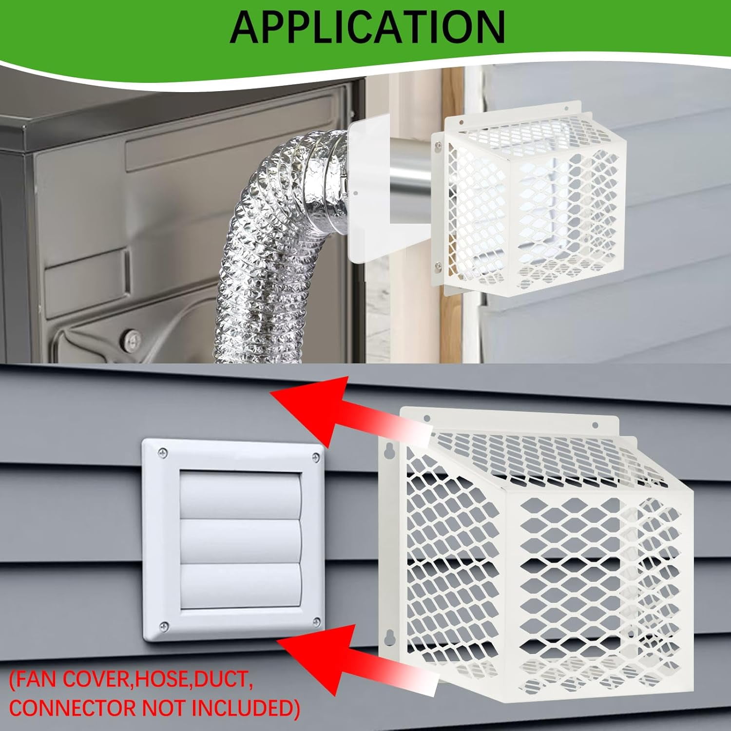 Navellon Dryer Vent Bird Guard for 5-6" Exhaust Fan, Steel Ventilation Cage, White (2 Pcs)