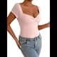 thumbnail image 2 of Body de Corta con Cuello en Forma de Corazón para Mujer, Corte Entallado, Estilo Moderno, Mono Básico, Camisetas. Rosa S, 2 of 7