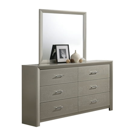 6 Drawer Dresser and mirror Crocodile Texture (Best Dressers For Bedroom)