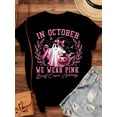 thumbnail image 3 of In October We Wear Pink Breast Cancer Awareness Halloween Ghost Witch Shirt Women Funny Autumn Festival Graphic Tee Top, 3 of 6