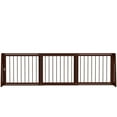 thumbnail image 2 of Pet Playpen PawHut Freestanding Pet Gate, Wooden Dog Gate with 28"-75" Retractable Length, Support Feet, Non-Slip Mats, 3 Panel Pet Gate for Indoor, Stairway, Doorway, Brown,Guinea Pig Cage, 2 of 8