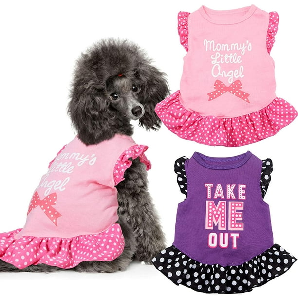 2 Pieces Dog Dresses for Small Dogs Cute Girl Female Dog Dress