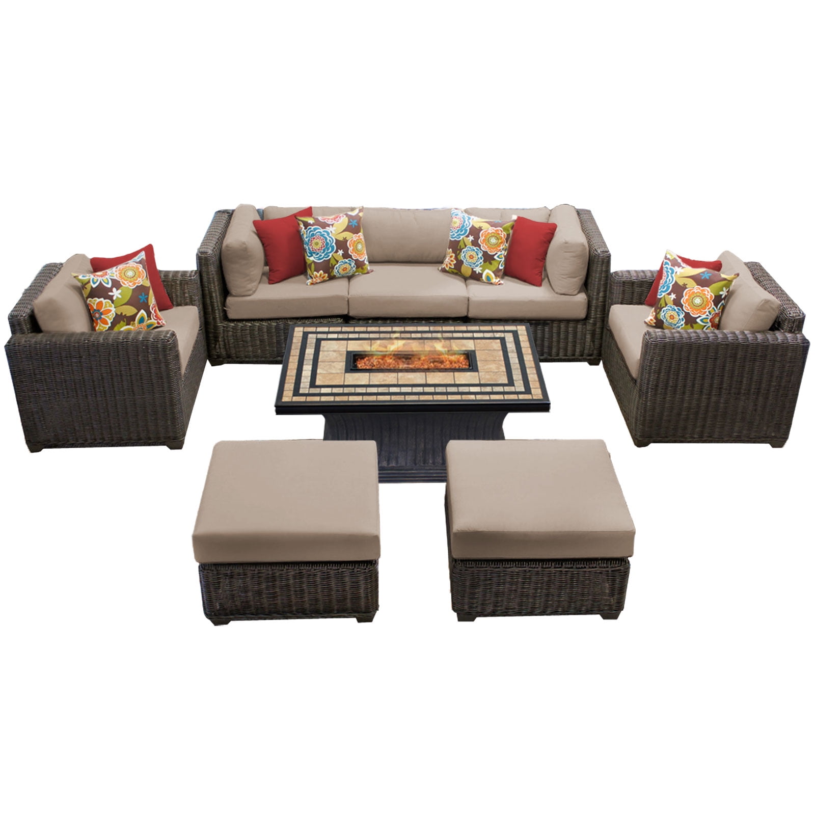 Rustico 8 Piece Outdoor Furniture Wicker Patio Set