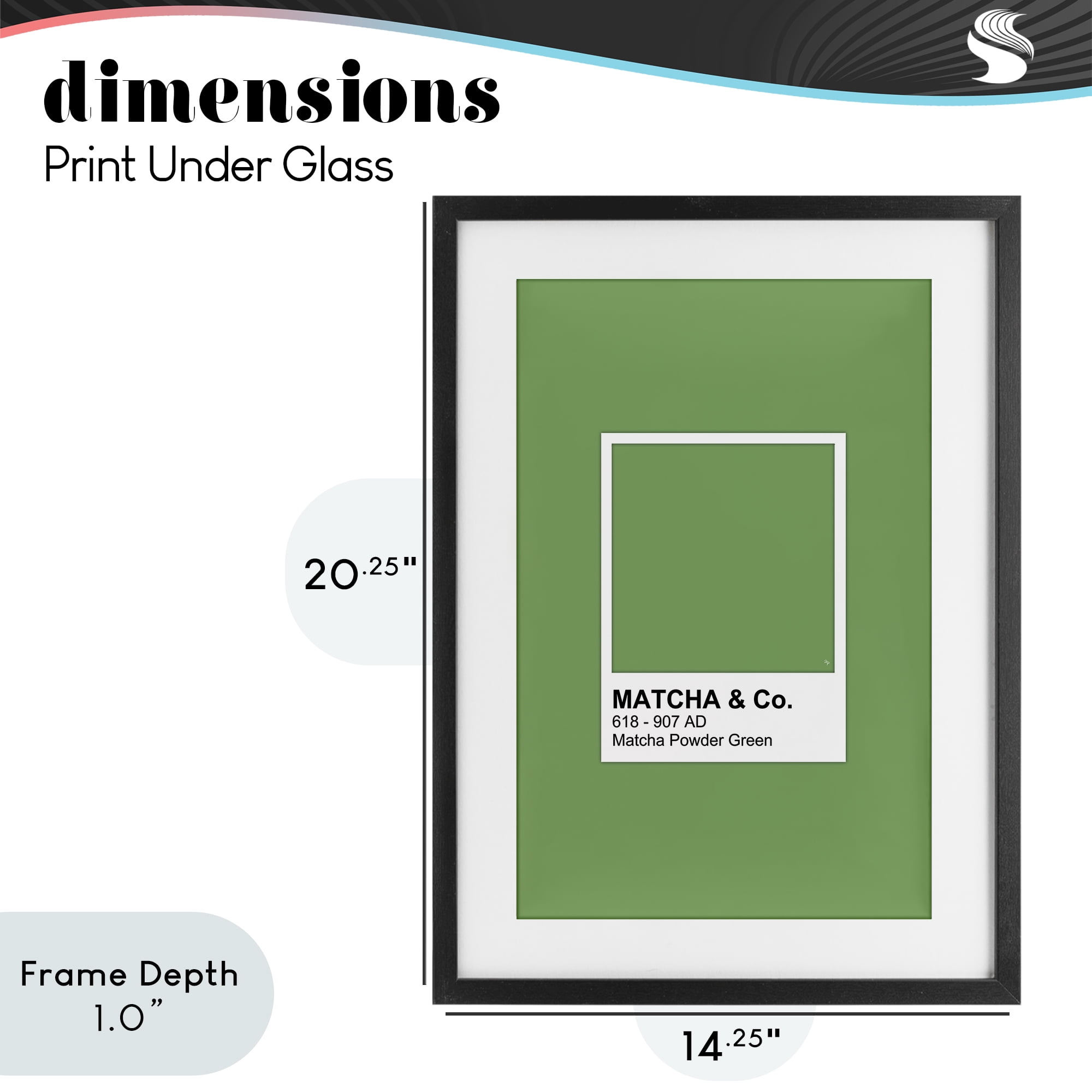 Stupell Industries Matcha Powder Green Shade Black Framed Print Under Glass, design by Martina Pavlova