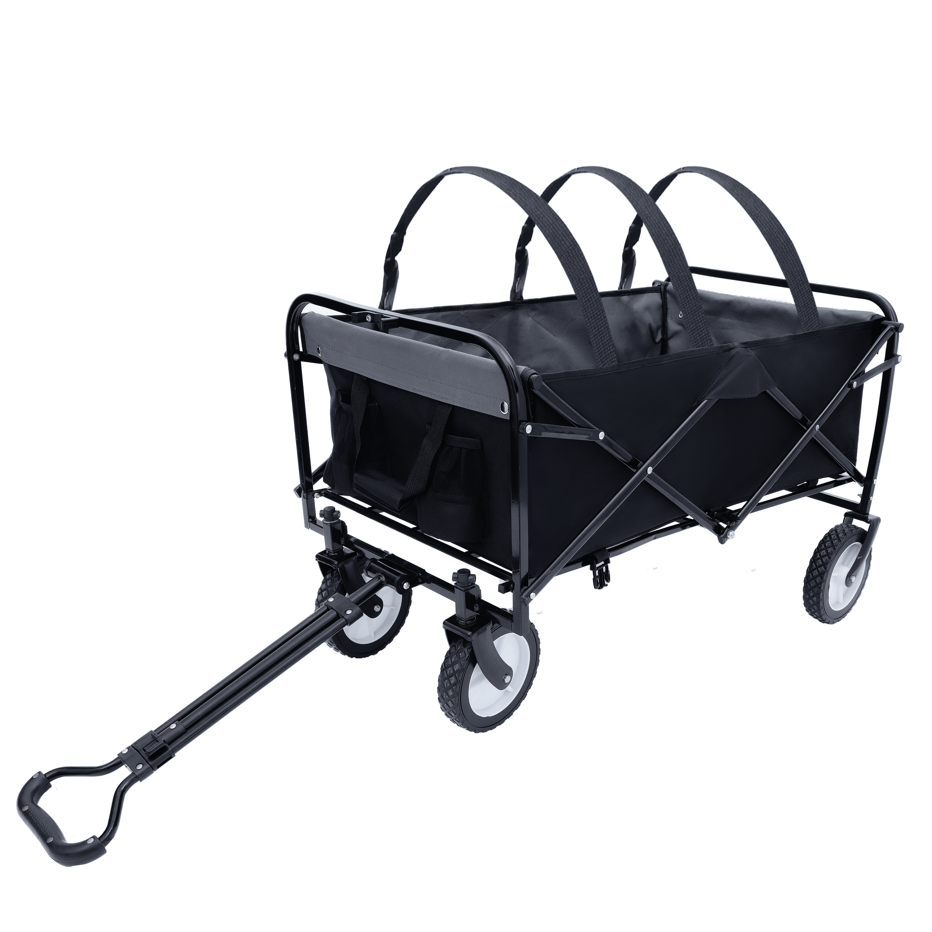 360lbs Collapsible Foldable Wagon Cart with strapping system ,Beach Wagon Utility Cart Utility Wagon Grocery Cart for Camping Shopping Sports Gardening Fishing
