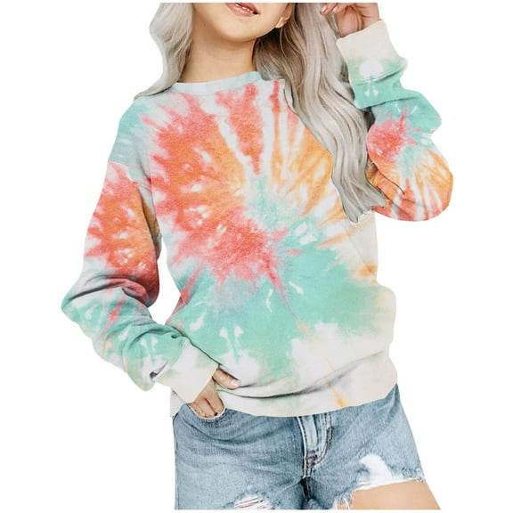 ibuvkizy Girls Sweatshirt,Graphic Sweatshirts for Teen Girls Crewneck Oversized Sweatshirt Kids Fashion Long Sleeve Pullover Tops 1-12 Years