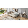 thumbnail image 6 of Full Size Upholstered Daybed with Armrest, Solid Wood Bed Frame with Headboard and Support Legs for Bedroom, Guest Room, No Spring Box Needed, Beige, 6 of 9
