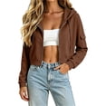 thumbnail image 3 of Bovxnpu Womens Zip Up Hoodies Oversized Sweatshirts Hooded Drawstring Long Sleeve Sweatshirt Zipper Pocket Casual Coat Fall Outfits, 3 of 9
