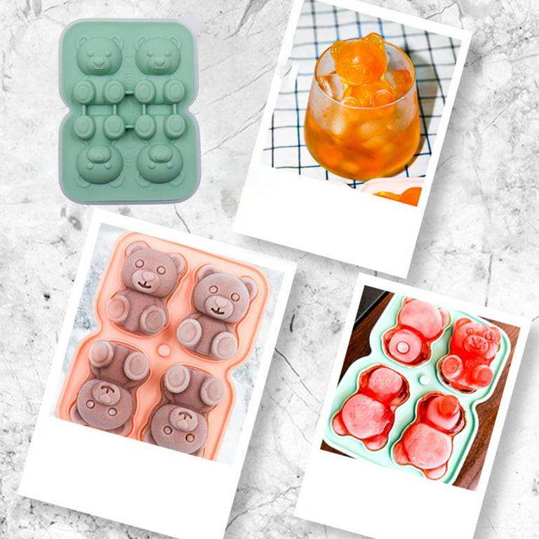 Bear Ice Mold 4 Grids, Ice Cube Trays Mold to Make Lovely 3D DIY Drink Ice  Coffee Juice Cocktail. Bear Silicone Molds for Christmas Party Kids Cake