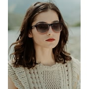 Joopin Trendy Rectangle Sunglasses for Women Men Gradient Brown Sun Glasses Eyewear (Gradient Brown)