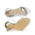 thumbnail image 4 of BLISSFUL STEP Women's Round Toe Buckle Ankle Strap High Stiletto Heel Sandals Gunmetal Silver 9, 4 of 6