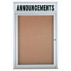 Aarco Products DCC2418RH 1-Door Enclosed Bulletin Board with Header - Clear Satin Anodized