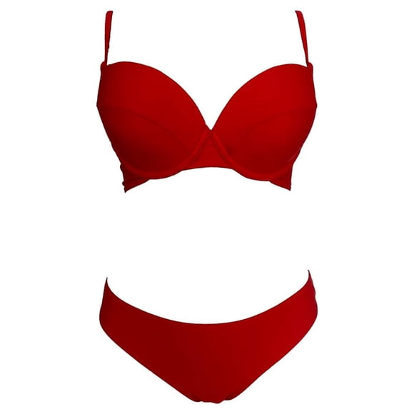 Traje de Baño Ocean Pacific para Mujer Bikini, Top con Varilla, Tirante Delgado Rojo Talla EG 2 Piezas