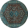 thumbnail image 1 of Ahgly Company Indoor Round Persian Light Blue Traditional Area Rugs, 5' Round, 1 of 4