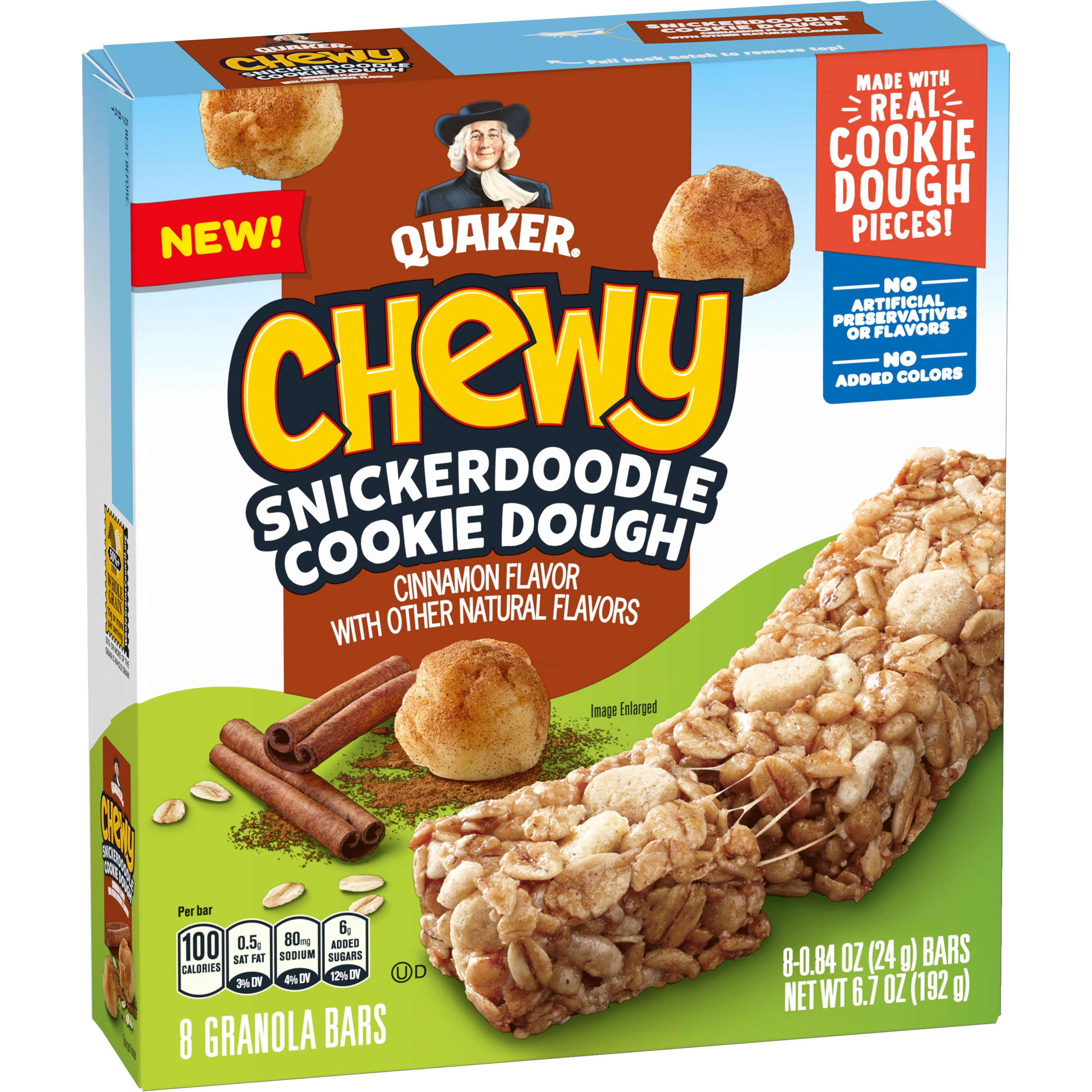 (4 pack) Quaker Chewy Granola Bars, Snickerdoodle, 0.84 oz, 8 Count