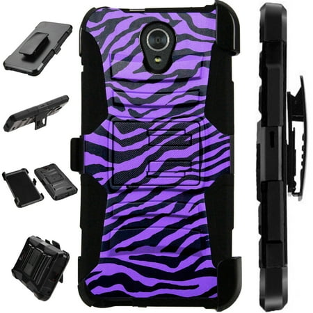 - For Alcatel idealXTRA | 1X Evolve (2018) | TCL LX Case Armor Hybrid Silicone Cover Stand LuxGuard Holster (Purple Zebra