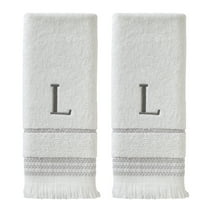 SKL Home Casual Monogram Hand Towel (2-Pack), "L", White