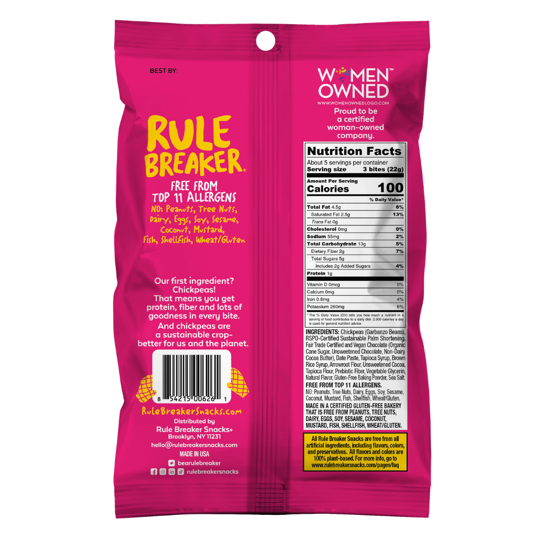 Rule Breaker Snacks Brownie Bites 6-Pack | Vegan, Gluten-Free, Nut-Free, Top 11 Allergen-Free | 6 4-oz Bags