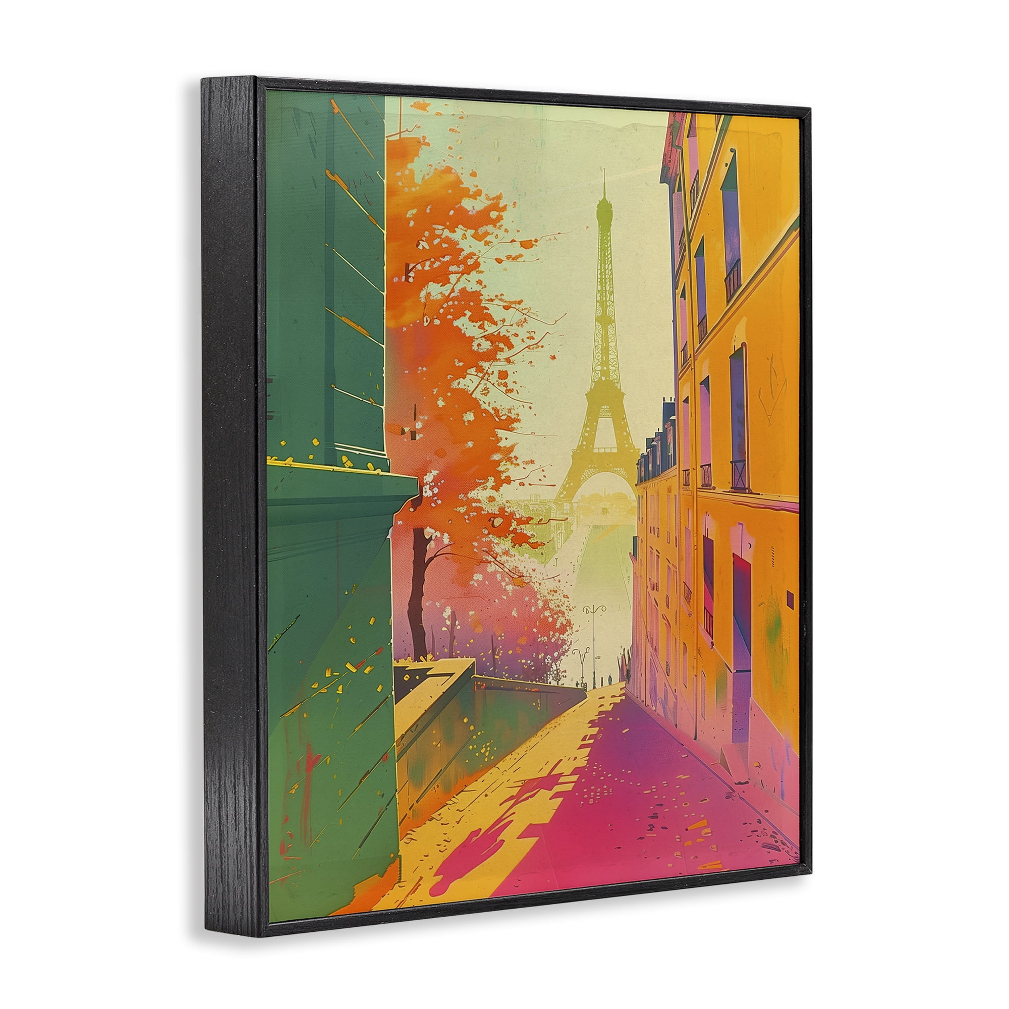 Stupell Industries Abstract Paris View Town & City Painting Black Framed Art Print Wall Art, 11 x 14