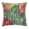 thumbnail image 1 of Watercolor Throw Pillow Cushion Cover, Doodle Style Leaves on Stems Grunge Motley Backdrop Dirty Look Exotic, Decorative Square Accent Pillow Case, 24 X 24 Inches, Jade Green Yellow Red, by Ambesonne, 1 of 2