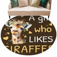 thumbnail image 2 of 6ft Washable Round Rug, Cute Giraffe Non-Slip Circle Area Rug for Living Room Bedroom, Wildlife Animals Love Rustic Farmhouse Rustic Brown Indoor Floor Mat for Home Decor, 2 of 9