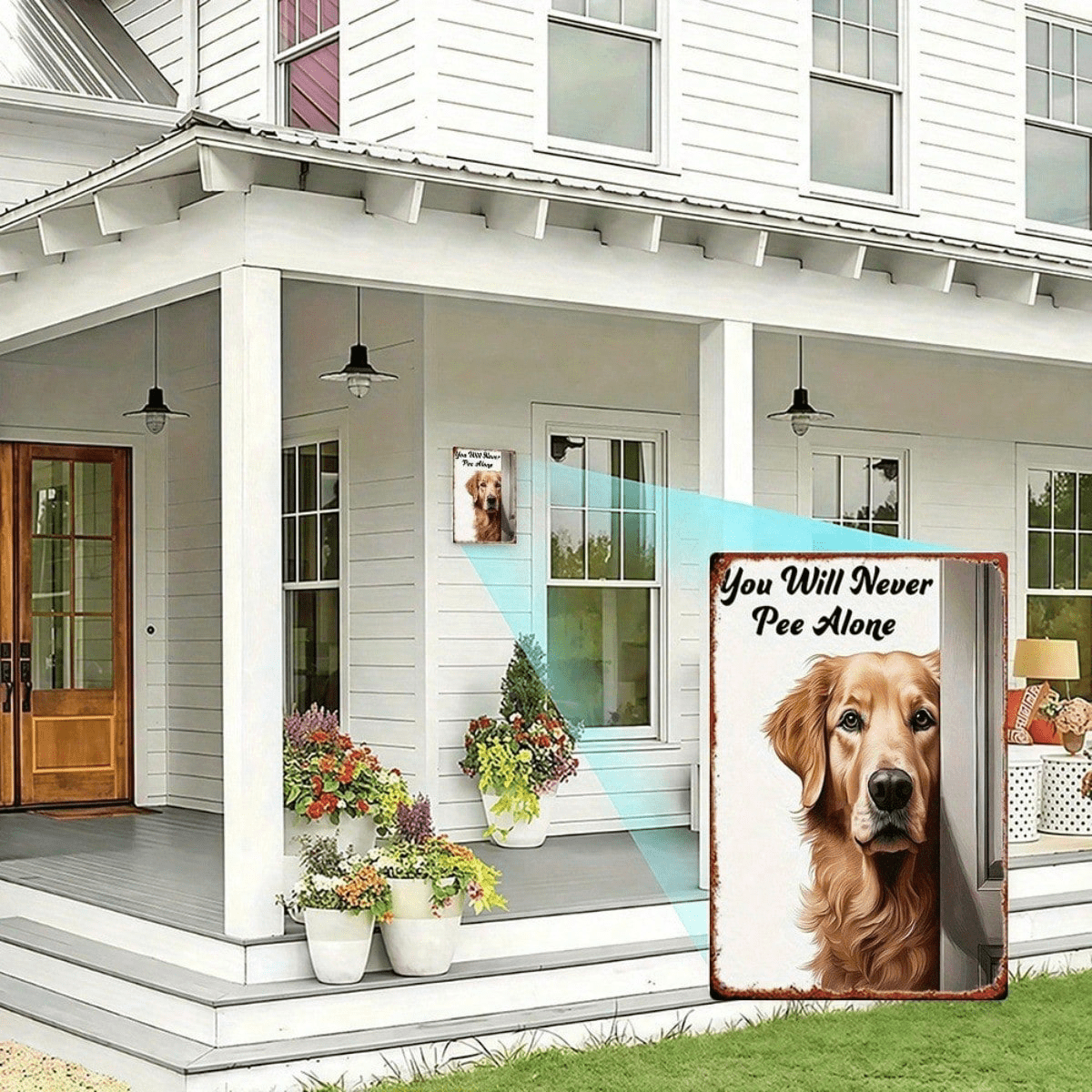 Golden Labrador Dog Metal Tin Sign 8x12 Inch" Vintage Waterproof Rustproof, Wall Art Home Bar Garage Club Decor