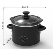 Mainstays 2 Quart Round Slow Cooker, with Matte Black Finish and Glass Lid