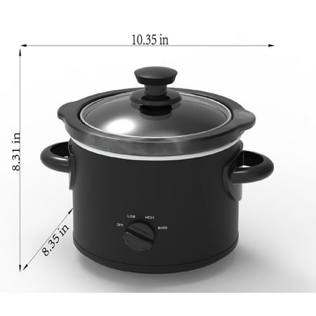 Mainstays 2 QT Slow Cooker, Matte Black Finish, Removeable Stoneware Pot, Model MS54100112165B