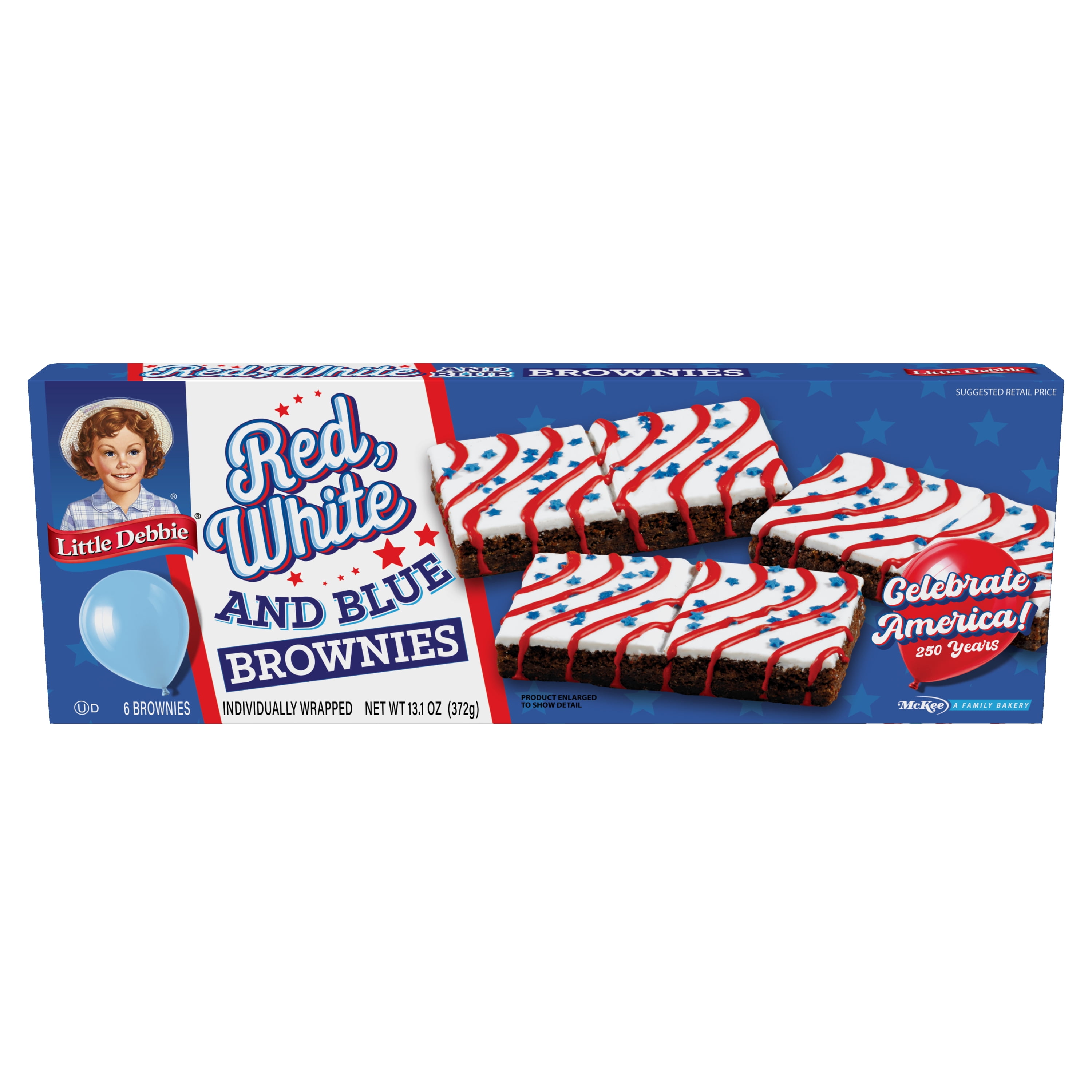 Little Debbie Red, White & Blue Iced Brownies, 6 ct, 13.10 oz