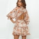 thumbnail image 4 of Vestido corto de gasa con escote en V profundo y espalda descubierta sexy de TEELYNN para mujer, estilo bohemio, vintage, con volantes, para playa, 2021, con estampado floral, 4 of 5
