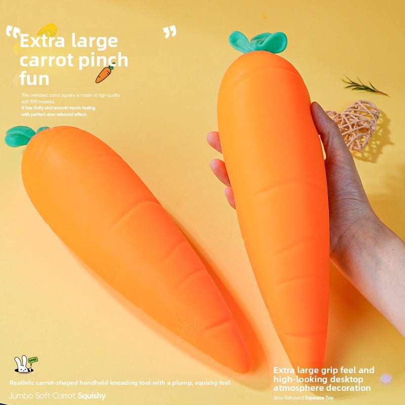 11.8in Large Carrot Squishy Stress Relief Toys, Slow Rebound Squeeze Fidget Toys for Anxiety Relief, Soft Sensory Decompression Toys for Adults, 1PC
