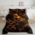 thumbnail image 2 of Castle Fairy Abstract Neon Block Queen Comforter Set 3 Pieces,Minimalism Glowing Geometric Comforter Sets Queen,Orange Black,Reversible,1 Comforter and 2 Pillowcases, 2 of 6